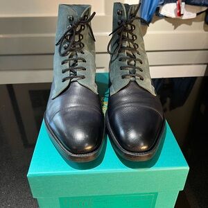 Edward Green Navy Utah/Aqua Suede Galway Welted Boots 9.5/10 F606 $2,650 BOX